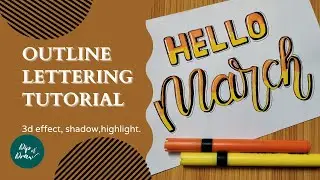 Hello March ❤Outline lettering tutorial 💕 😊 #handlettering #blending  #March #handletteringtutorial