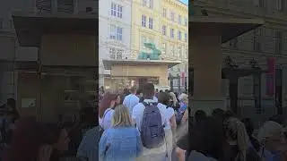 Crazy waiting line at Bitzinger in Wein. One of the best Hot dog in the world.