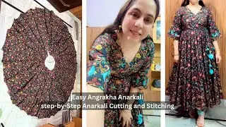 Anarkali  dress Cutting and Stitching | Angrakha Style Anarkali Dress | Step-by-Step Tutorial😍