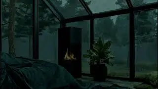 Heavy Rain on Window | Soothing Rainy Day Vibes - Cozy Glass Cabin in Nature
