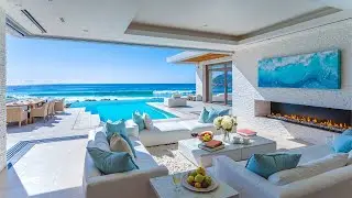 Joyful Bossa Nova Jazz at Morning Beach House Ambience & Smooth Sound of Waves to Work, Study, Relax