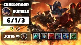 Rumble vs Nidalee KOREAN Challenger JUNGLE (6/1/3) - v11.8