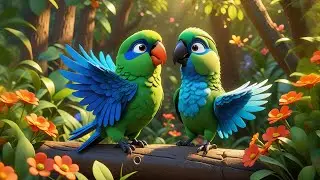 Two Little Parrots Say &ldquo;Hello!&rdquo; | Talking Bird Song for Kids | Animal Nursery Rhymes
