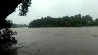 River Periyar and Aluva Bridge during 2018 Floods..date:15/8/18