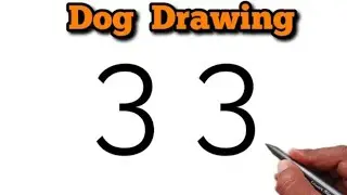  Amazing Dog Drawing Using 33 Number | Creative Drawing Trick | Dog drawing easy 
