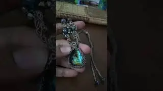 Micro-macrame necklace with labrodorite pendant and beads -latest from The Yarn Artisan Store