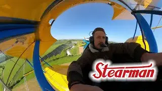 Flying in a Boeing Stearman in southern England