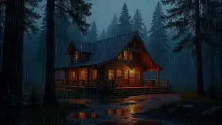 Rain on Cabin Roof in Forest⛈️🌳 Peaceful Thunderstorm & Rain Sounds for Sleep