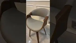 Curved Back Dining Chair-Walnut Plywood, Grey Leather, To make your home more expensive#diningchair