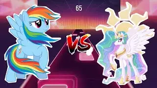 Rainbow Dash vs Princess Celestia - tiles hop EDM Rush! -Gameplay