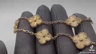 Van Cleef Arpels Vintage Alhambra Guilloche Bracelet 19K Real Gold Fashion Jewelry Custom