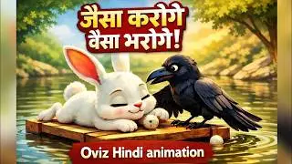 Crow and Rabbit Moral Story | One Who Helps, Gets Helped | Oviz Hindi Animation