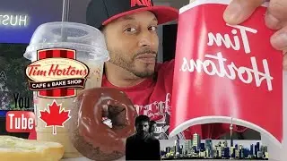 MUKBANG | 🇨🇦 TIM HORTONS FARMERS 🥓 BREAKFAST WRAP + DONUT 🍩 + COFFEE ☕️ ICE CAP #timhortons #donut