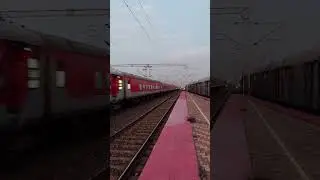 12296 Sanghamitra Express: Crazy Honk + Accelerating Through Station! 🔊#train #railway