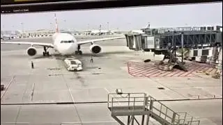 The wheel exploded on airfield
