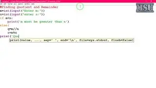 GE8161 Problem Solving and python Programming Laboratory 17   Finding Quotient and Remainder