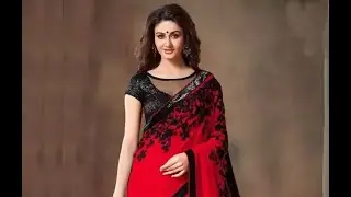 Red Crepe Mirror Handwork Designer Saree - Badshah  Genda Phool Dress !!