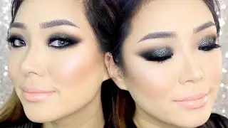 Black Glitter Smokey Eyes NYE Makeup
