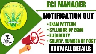 FCI Manager (Technical) Notification Out 🔥 |FCI Manager Recruitment 2022 | Agriculture Jobs 2022