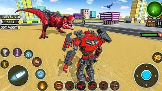 Dino Robot Transformation car bike jet game 2026 maga Dinosaur Fight in city Android Gameplay