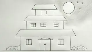 Triple level house drawing || easy house drawing