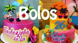 Bolos decorados tema TARDEZINHA inspirações de bolos pra tema tardezinha SUNSET tropical e Havaiano
