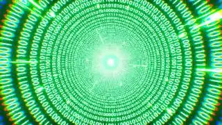 Green Matrix Binary Number Data Tunnel Loop Motion Background 4K