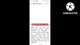 L&t technology service/walk- In Interview for Engineers/B.tech/B.E/M.E/M.tech/Diploma/2022