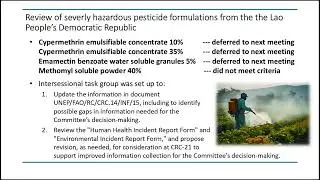 Outcomes of the twentieth meetings the Chemical Review Committee and the Persistent Organic Poll