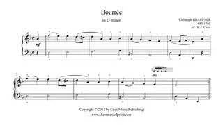 Graupner : Bourr&eacute;e in D minor - Notebook for Wolfgang
