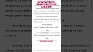 APA Capstone Project Proposal Example on the Green Thumb Planting Company
