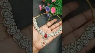 diy beautiful kundan stone necklace ✨❤️ making at home #creative #diy #shorts #jewellery  #diycrafts