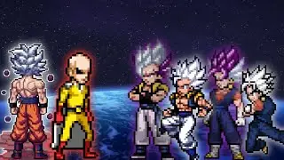 Ultimate Saitama OP & Goku Manga OP VS Gogeta UEI & MUI OP & Vegito UEI & MUI OP in Jump Force Mugen