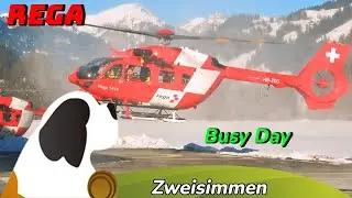 Busy Winter Day at Rega Zweisimmen &ndash; Continuous Helicopter Operations