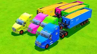 TRANSPORTING COLORFUL RAINBOW TRAILER TRUCKS - ANIMAL FEED   Farming Simulator 22 #6