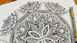 How To Draw Big Mandala - Part 3 - With Hindi & English Instructions - मेरे साथ बनाएँ - Live #24