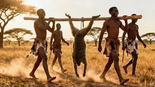 The Hadzabe tribe Hunting and Eating a wild Baboon after a Successful Hunt 😋😍.
