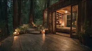 Heavy Rain on Wooden Loft Roof 🏠 Deep Brown Noise at Cozy Bedroom for Sleep