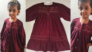 Winter Special Baby Frock Cutting and Stitching|| Square Yoke Baby Girl Dress Easy Sewing Tutorial