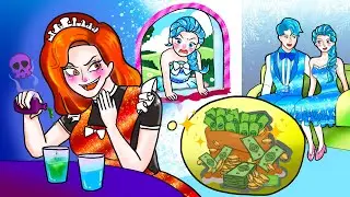 [💕paper story💕] Rich vs Poor Frozen Elsa Family with Evil Maid I Doll Paper DIY