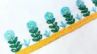 Pretty Pearl Work Borderline Embroidery Design | Hand Embroidery Design | Stitch Embroidery Designs