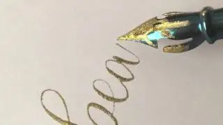 Beautiful writing with Leonardt Pointed Dip Nib and gold ink by Letter Bakery