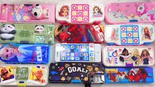 Unboxing Stationery Collection, Pencil Box, Geometry Box, Compass Box, Unicorn, Barbie, Spiderman