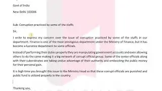 Letter to the head of your department regarding corruption practiced by some of the staff