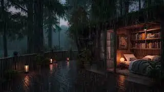 Rain Falling Gently Around a Cabin in the Forest 🌧 | Soothing Night Sounds for Deep Rest