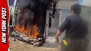 Dramatic Video Shows NYPD Officers Jumping Into Raging Fire to Rescue Residents and Their Dog