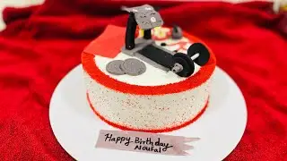 Red velvet gym theme cake|| half kg red velvet cake||
