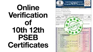 Apply Online Document Verification of 10th 12th PSEB Certificates