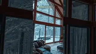 Rustic Winter Lodge | Warm Fireplace & Snowfall Views #CozyAmbience #WinterRetreat #RelaxingSounds