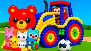 The mascot vibrator assistant JCB and Tractor placed on the football field i popular, co produced